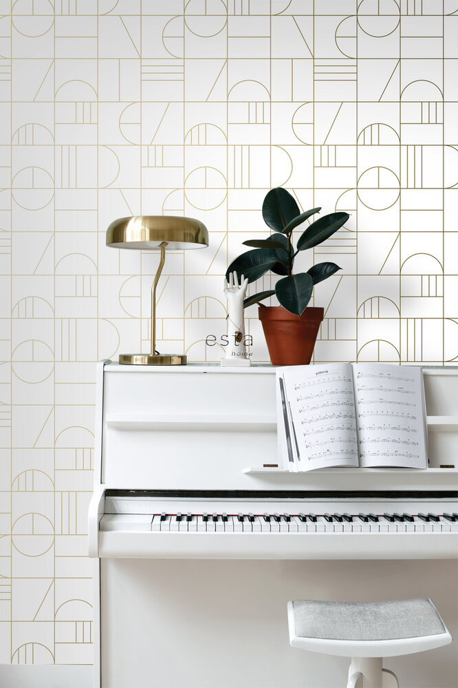 Esta Home Black &amp; White 139141 (With a splash of gold) (*Gratis Lijm Actie) - Wit - Goud