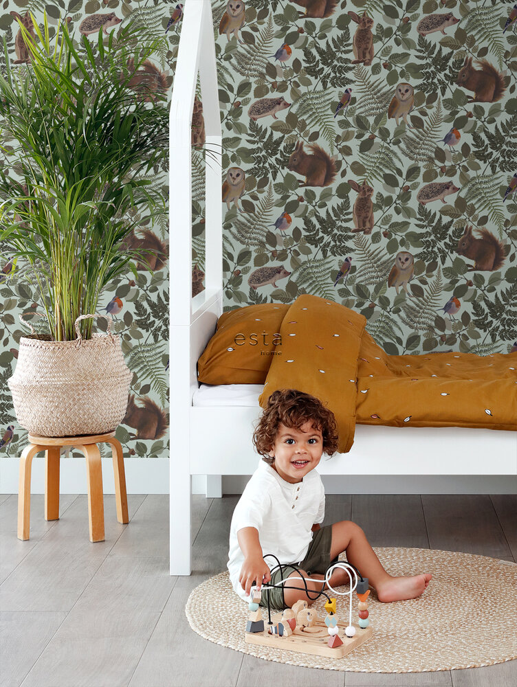 Esta Home Dieren Bos 139411 (incl. Gratis Lijm*) Groen Blauw