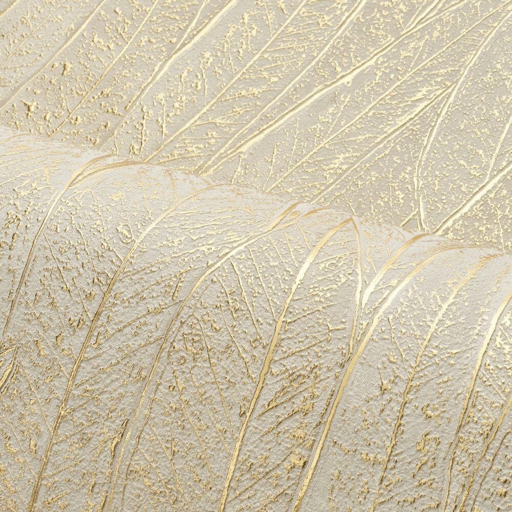 Casamance Nature Précieuse - Textures (incl. Gratis Lijm**) 76533262 - Wit / Goud Metallic