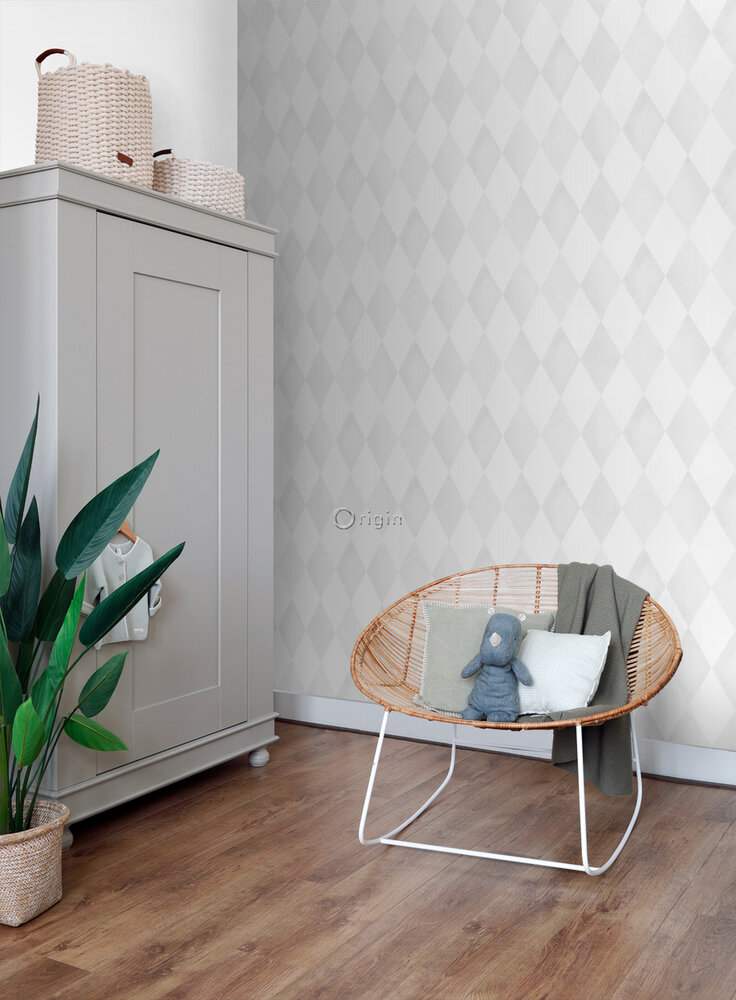Origin Wallcoverings Hide &amp; Seek (incl. Gratis Lijm*) 337220 - Wit / Grijs