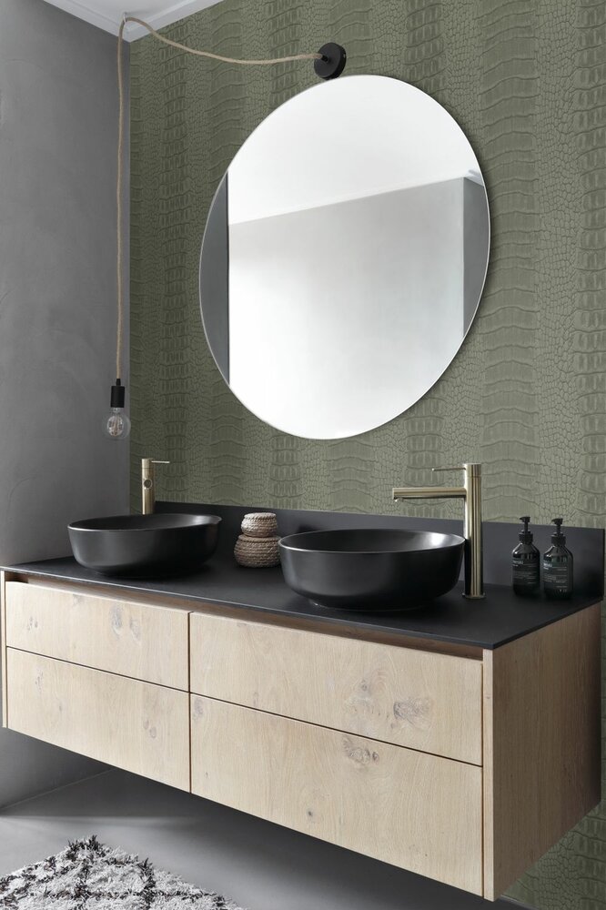 Origin Wallcoverings Luxury Skins (incl. Gratis Lijm*) 347773 - Groen / Bruin