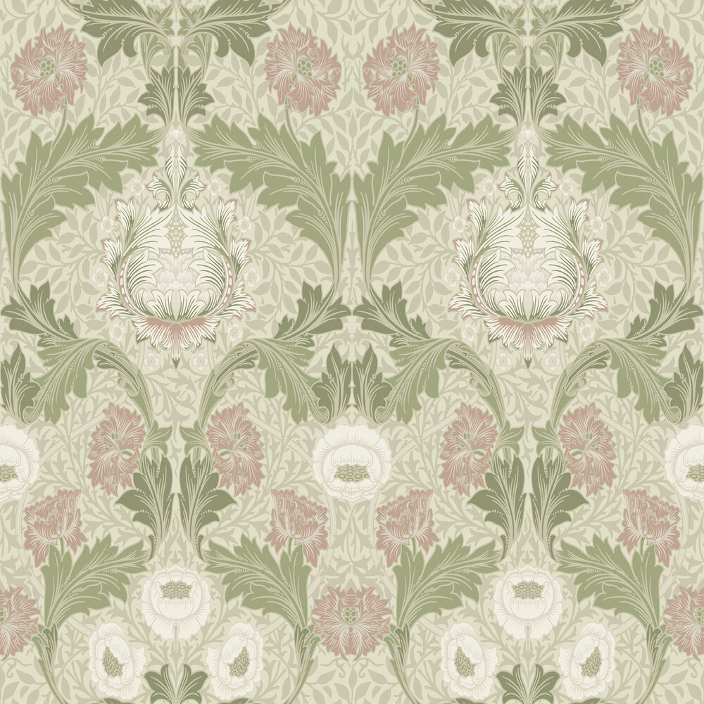 Dutch First Class Hidden Treasures 2 82057 - Groen / wit / roze Behang