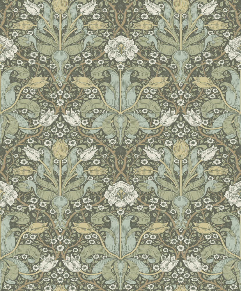 Dutch First Class Hidden Treasures 2 82067 - Groen / wit Behang