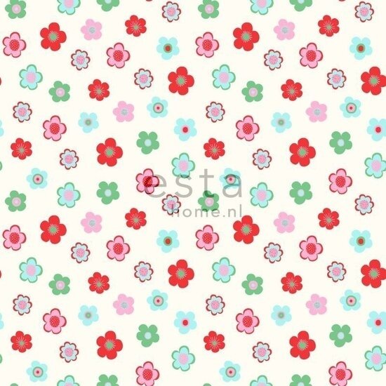 Everybody Bonjour behang 138726 - Rood - Groen Behang