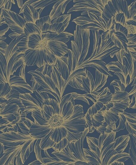 Casadeco Florescence FLRE82356515 - Blauw Behang