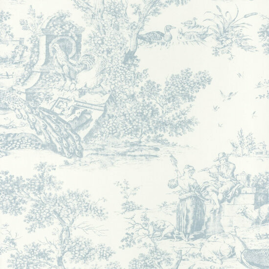 Casadeco Fontainebleau FONT81556102 - Blauw / Wit Behang