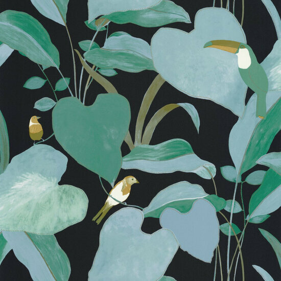 Caselio L&#039;Odyssee OYS101427922 - Groen / Zwart Behang