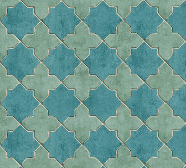 AS Creation New Walls 37421-4 | 374214 - Blauw / Groen Behang