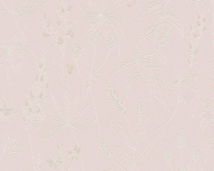 AS Creation Trendwall | 37363-3 - 373633 roze met zacht zilver glitter in bloem Behang