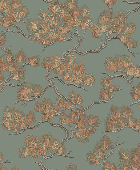 Dutch Wallcoverings Wall Fabric pine tree green WF121013 Behang