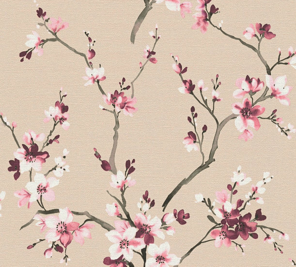 AS Creation Desert Lodge 38520-3 - 385203 Roze Bloemen / Beige Behang