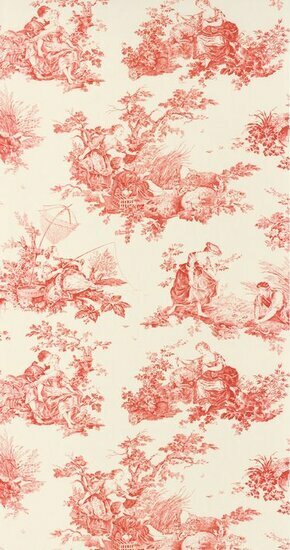 Casadeco Les Belles Toiles De Jouy LBTJ87918201 - Rood / Beige Behang