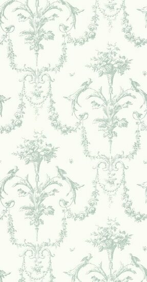 Casadeco Les Belles Toiles De Jouy LBTJ87927323 - Groen / Wit Behang