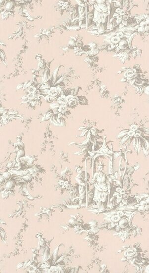 Casadeco Les Belles Toiles De Jouy LBTJ87934305 - Beige / Roze Behang
