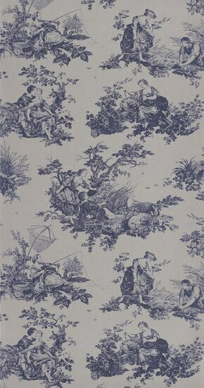 Casadeco Les Belles Toiles De Jouy LBTJ87996706 - Blauw Behang