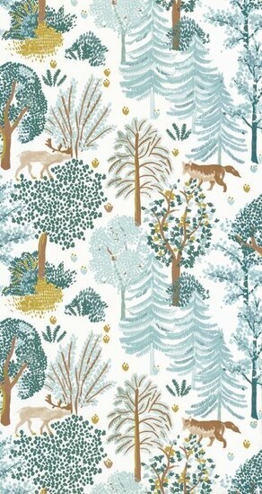 Caselio La Foret FRT102937012 - Groen / Wit Behang