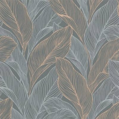 fashion for walls bladeren antraciet koper vlies Behang