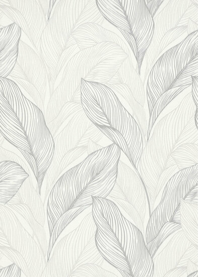 Dutch Wall Decor Fashion for Walls - bladeren wit zilver vlies Behang