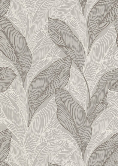 fashion for walls bladeren wit grijs zilver vlies Behang