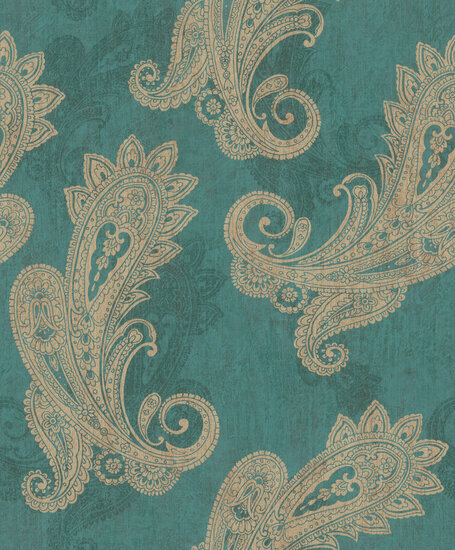 Rasch Indian Styles - 746457 Groen Behang