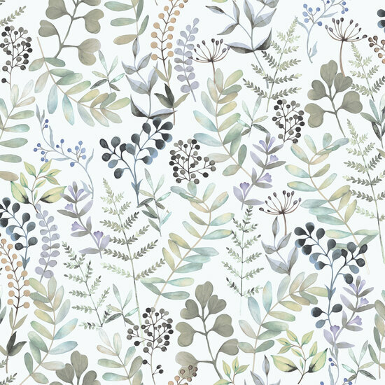 Dutch Wallcoverings Botanique M685-04 / M68504 wit - groen Behang