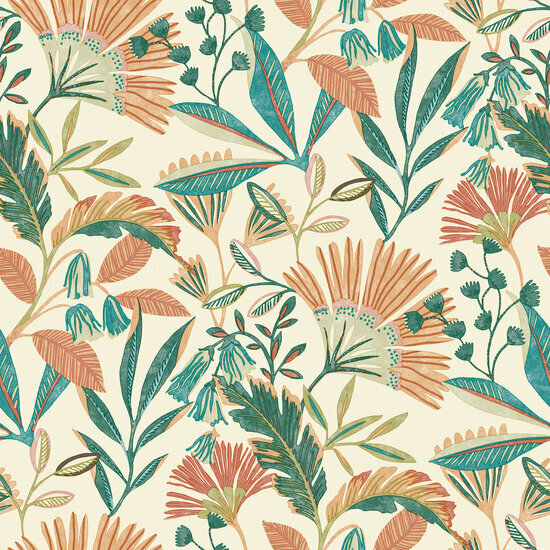 Dutch Wallcoverings Ciara A63801 wit - groen Behang