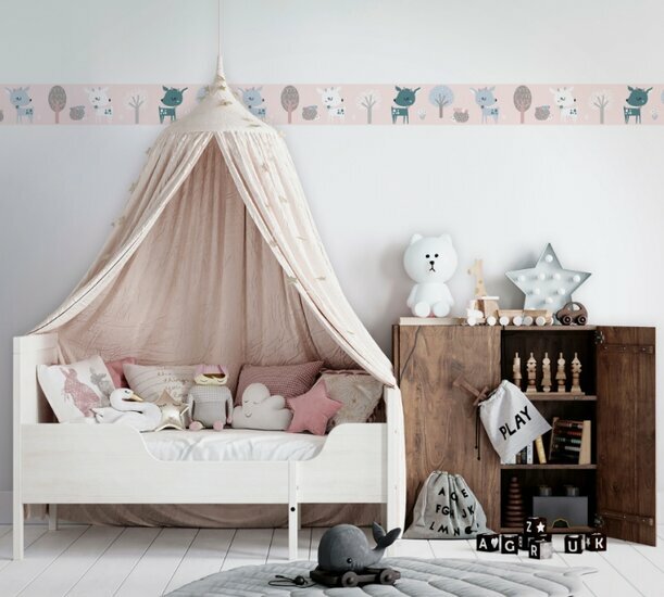 Noordwand Kids Walls Little Adventures Randje 45837 Roze - Blauw - Bruin Behang