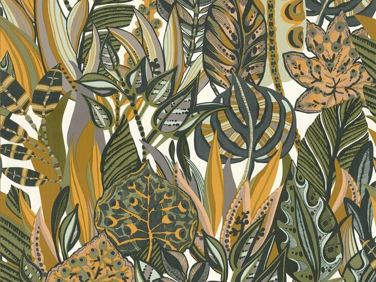 Casamance Aventura 75510712 - Wit / Groen Behang