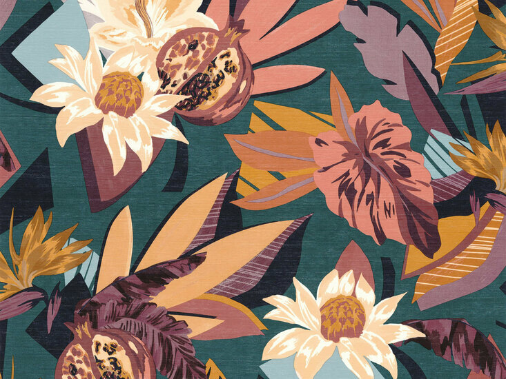 Casamance Aventura 75531630 - Blauw / Roze Behang