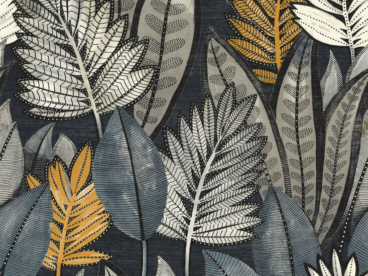 Casamance Aventura A74680570 - Blauw / Geel Behang