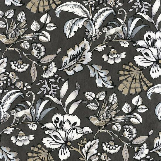 Casamance Ceylan 74522552 - Grijs Behang