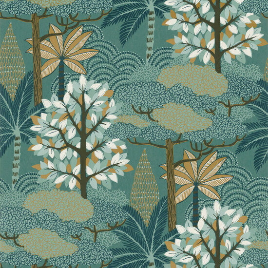 Casamance Nuit D&#039;Orient 75380610 - Groen / Geel Behang