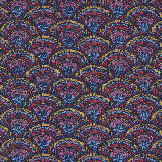 Casamance Printemps Viennois 74821646 - Blauw / Roze Behang