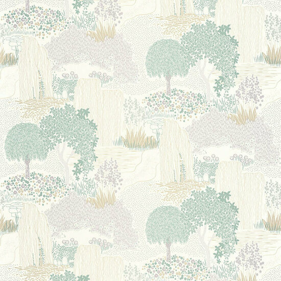Casadeco Kyoto KYTO88727241 - Groen / Wit Behang