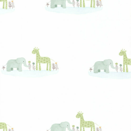 Casadeco Rose &amp; Nino RONI85536132 - Wit / Groen Behang