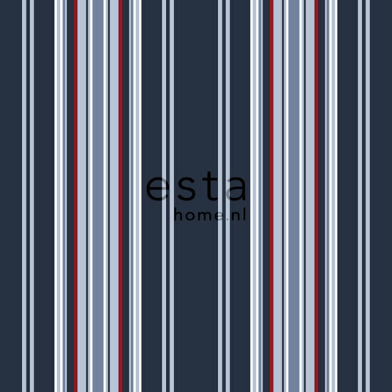 Esta Home Strepen 136419 Rood Blauw Behang