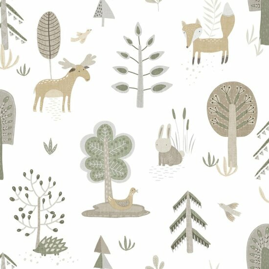 Noordwand Happy 14802 Wit Groen Beige Behang