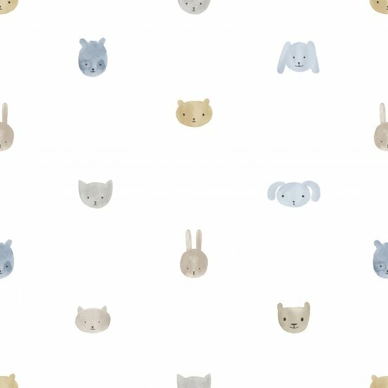 Noordwand Happy 14813 Wit Blauw Grijs Behang