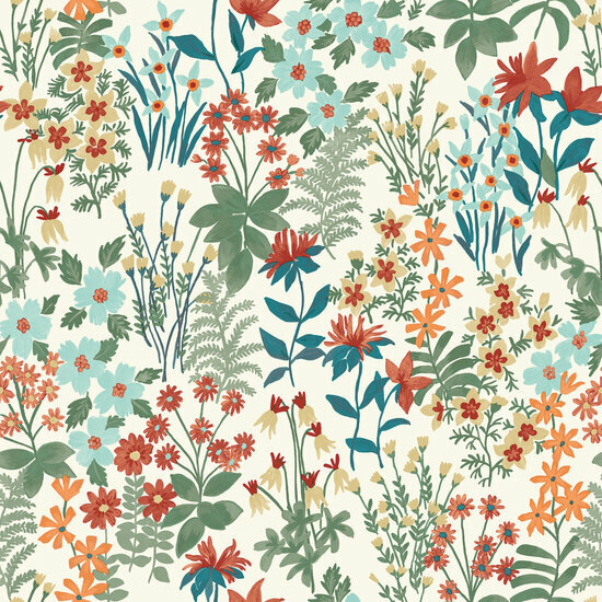 Dutch Wallcoverings Arcadia A70902 Groen / Multicolours Behang