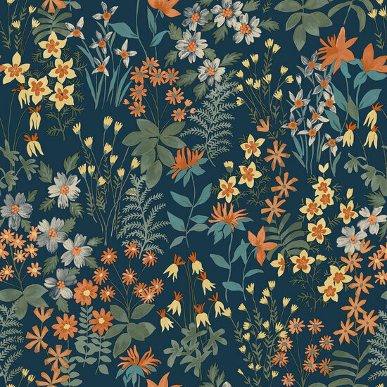 Dutch Wallcoverings Arcadia A70903 Blauw / Multicolours Behang