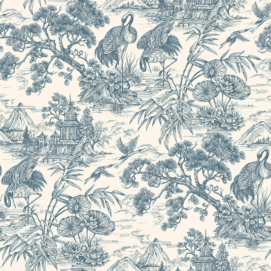 Dutch First Class Arboretum 91705 Creme / Blauw Behang