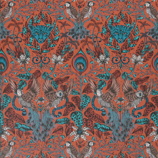 Clarke &amp; Clarke Animalia W0098/05 - Rood Behang