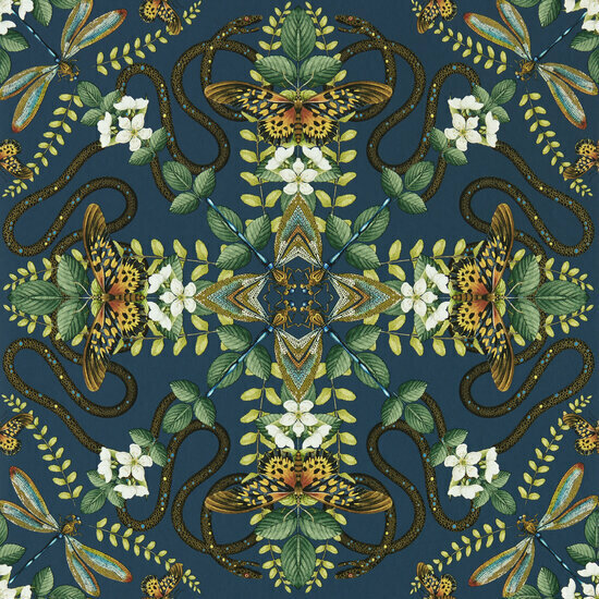 Clarke &amp; Clarke Botanical Wonders W0129/03 - Blauw Behang