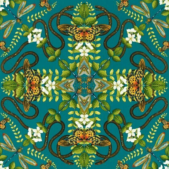Clarke &amp; Clarke Botanical Wonders W0129/05 - Blauw Behang
