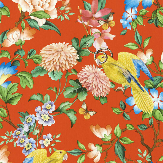 Clarke &amp; Clarke Botanical Wonders W0130/01 - Rood Behang