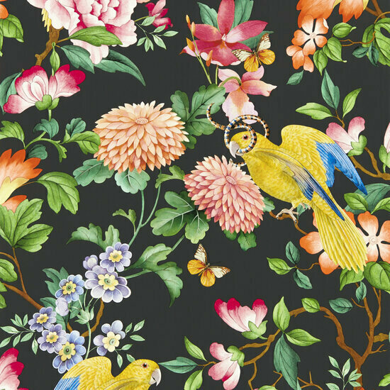 Clarke &amp; Clarke Botanical Wonders W0130/04 - Zwart Behang