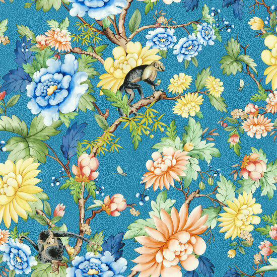 Clarke &amp; Clarke Botanical Wonders W0133/03 - Blauw Behang