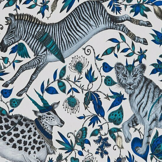 Clarke &amp; Clarke Wilderie W0119/01 - Blauw Behang