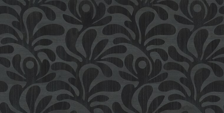 Arte MOOOI GREEN HOUSE WOODBLOCK BEETLE FERN MO5022 Zwart Behang