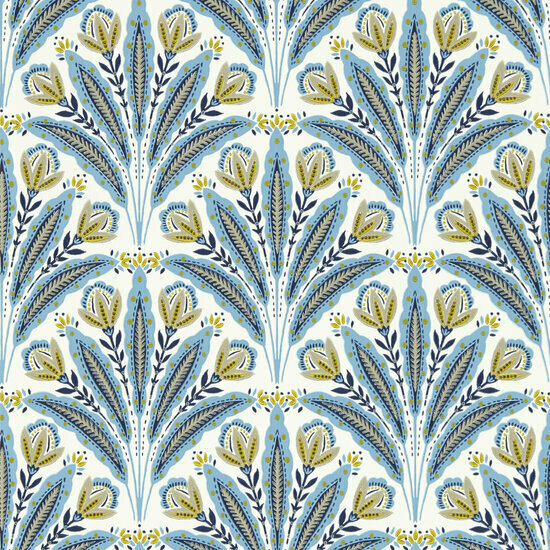 Clarke &amp; Clarke Secret Garden - Blauw W0193/02 Behang